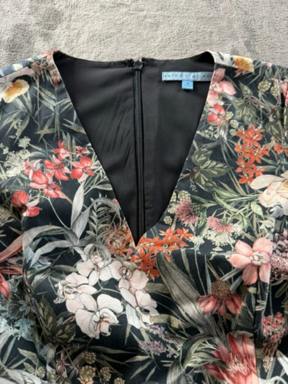 Antonio Melani Floral Wide-Leg Jumpsuit Size 4 Black and Terracotta - Picture 10 of 10